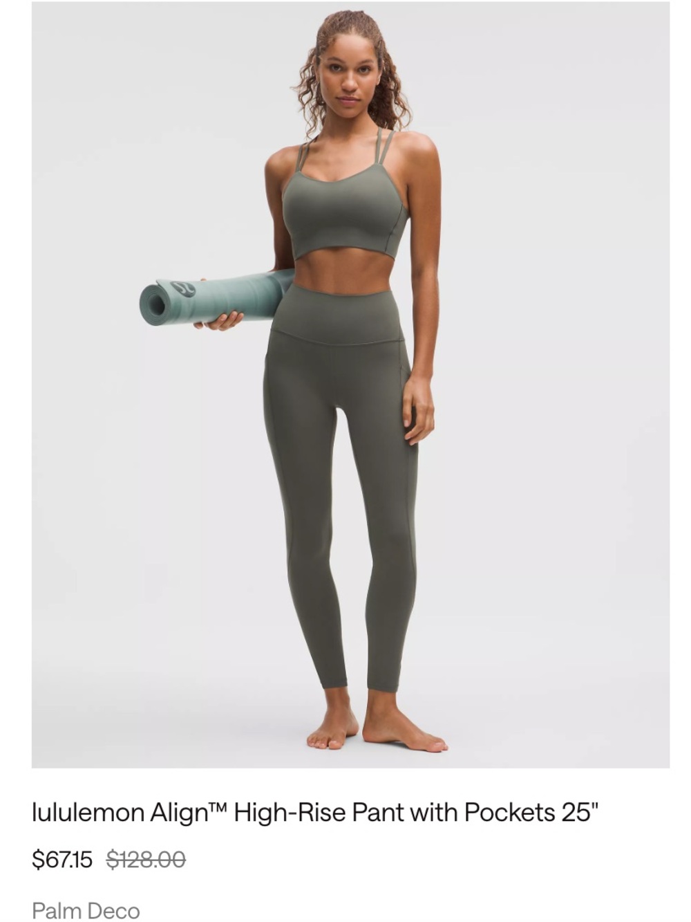 Lululemon Align high rise pant with pockets- Palm Deco Olive